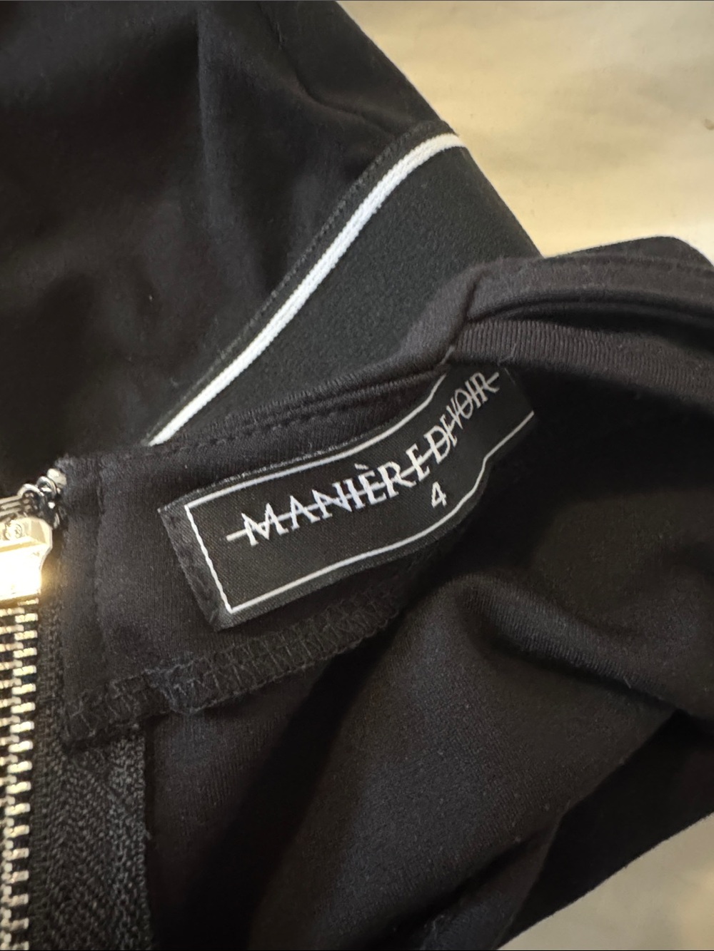 Manière De Voir Black Dress with White Waist Stripes - Picture 3 of 3